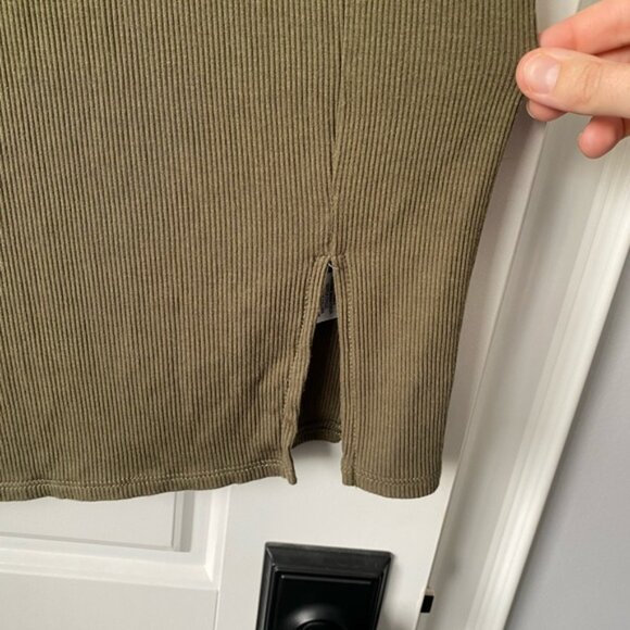 BP Army Green Ribbed Mini Dres - Picture 4 of 5